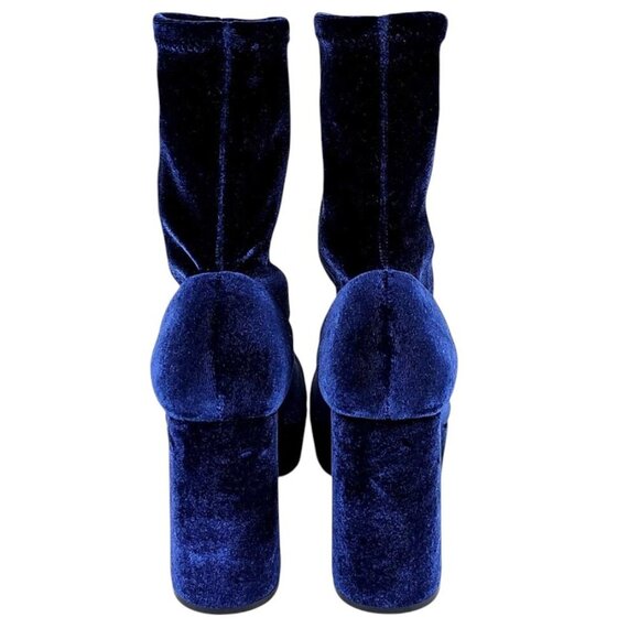 Miu Miu Blue Velvet Platform Chunky Heel Sock Boots Size 36 - Picture 6 of 10